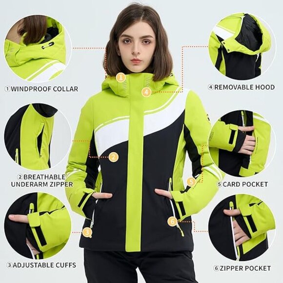 Ski Jacket Women Snowboard Coat Fitted Slim Fit - Picture 3 of 5